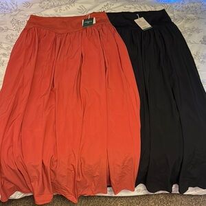 Elegant Women's Skirt Set - Black and Coral